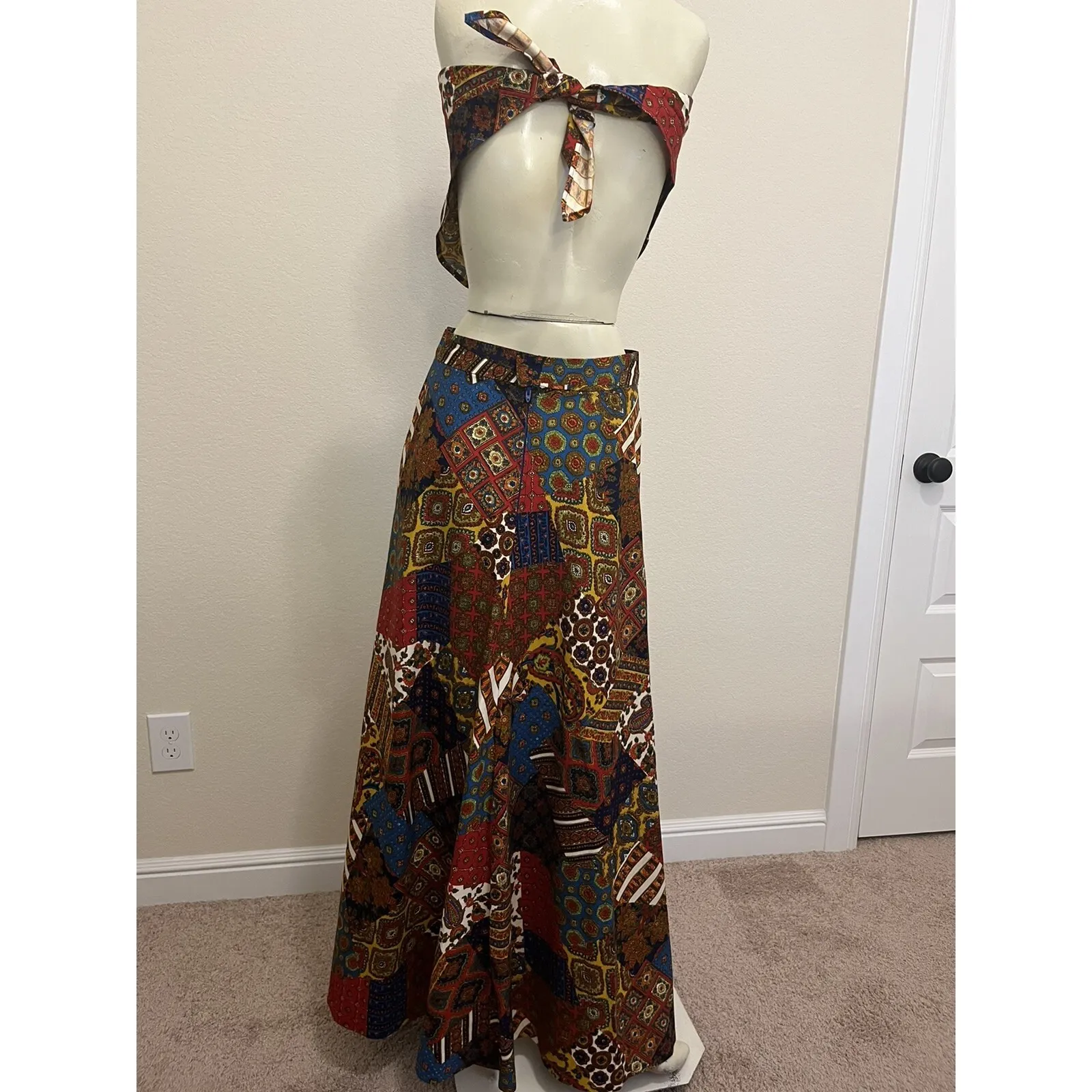 #9 Handmade Full Length Patch Work Fabric Skirt, Sz: Possible Small - Image 6