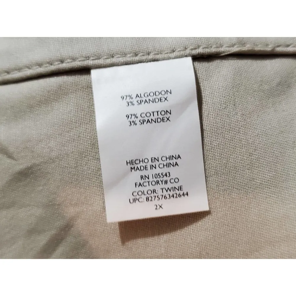 Daisy Fuentes Women's Beige Cotton Double Breasted Long Sleeve Jacket Blazer 2X - Image 13