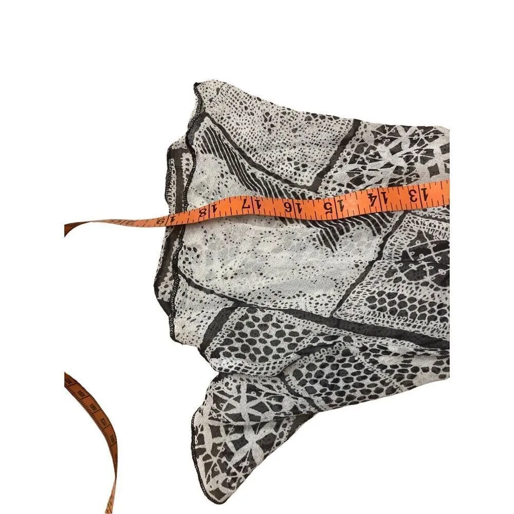 Python Snake Print Blouse Tie Closure Formal Bell Sleeve Black Size M - Image 7