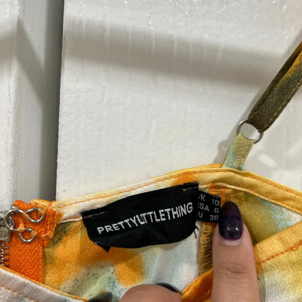 PrettyLittleThing Multicolor Orange Bustier Top (Size 6) & Side Skirt (Size 4) - Image 4