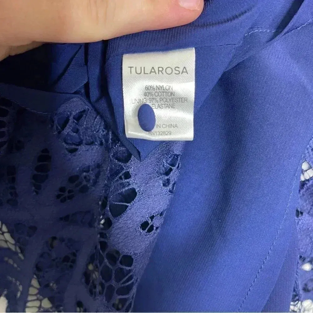 Tularosa x Revolve Matilda Navy Lace Eyelet Pom Pom Dress XS - Image 4