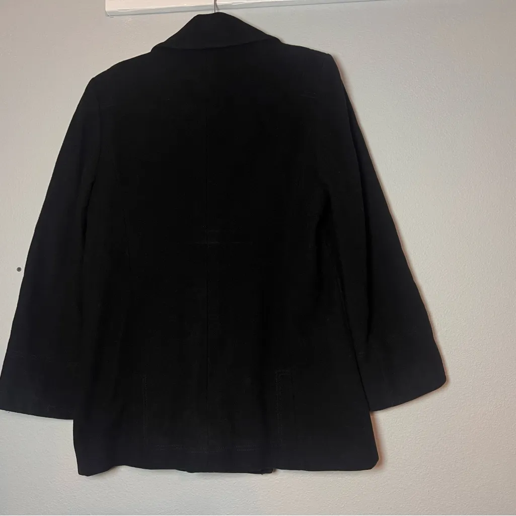 Jones New York Double Breasted Peacoat Wool Cashmere Blend Black Size 12 - Image 5