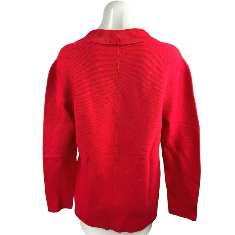 NEW Argent Red Double Breasted Knit Casual Cardigan Sweater Blazer Jacket Sz S - Image 3