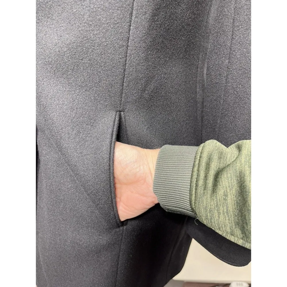 Jason Wu  Miss WU Pea Coat Real Fur Collar Wool Cashmere Black Womens Sz 2 - Image 5