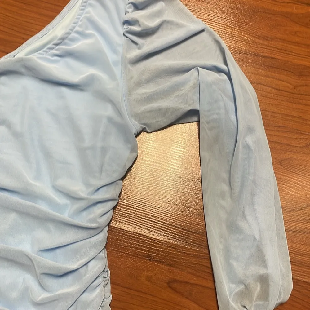 SHEIN SXY One Shoulder Bishop Sleeve Ruched Mesh Bodycon Dress size Med - Image 7