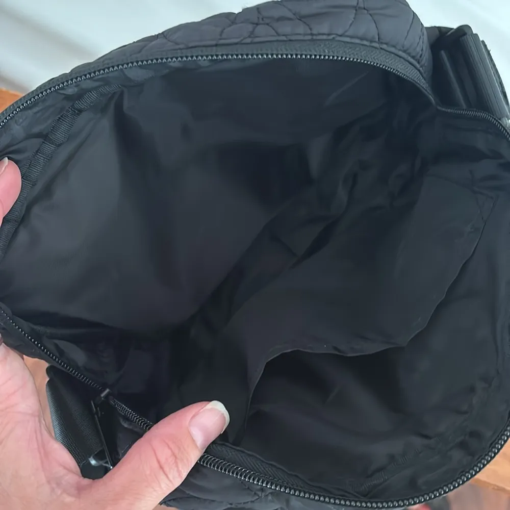 Black Quilted Crossbody Belt Bag - Image 4