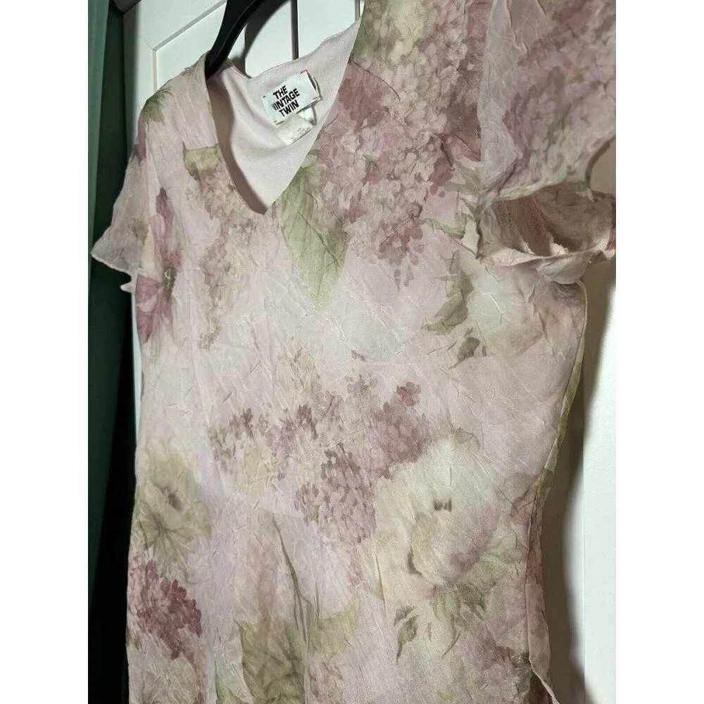 Miss Dorby Women's Short Sleeve Cottagecore Fairycore Floral‎ Maxi Dress Sz 12P Pink - Image 9