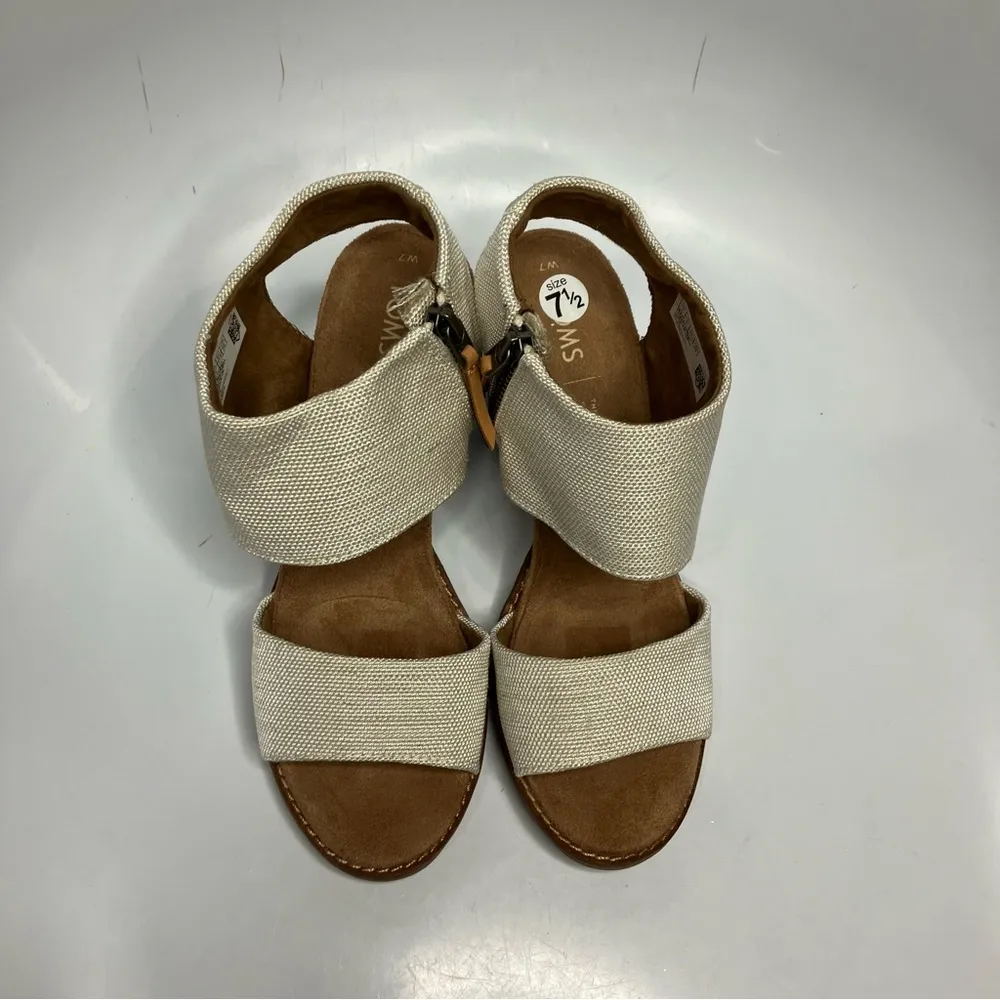 Toms Majorca cut out heels block heels neutral size 7 - Image 4