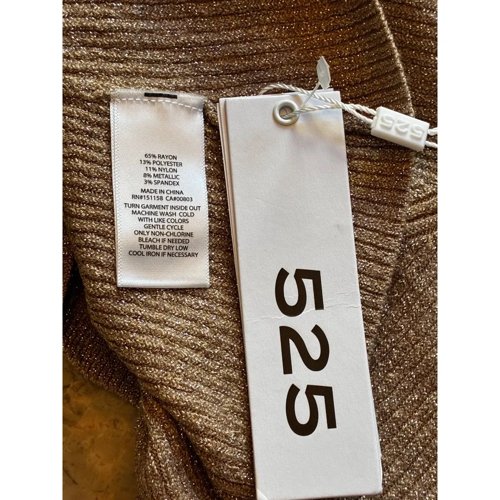 525 Ophelia Lurex Johnny Collar Top in Gilded Beige X-Small Womens Knit - Image 11
