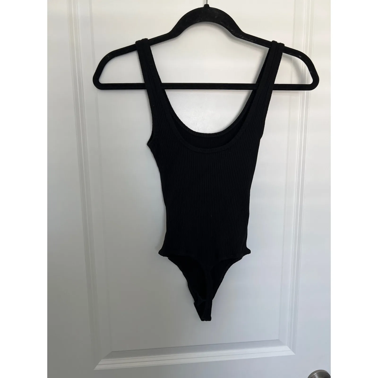 Wilfred Free Sleeveless Scoop Neck Ribbed Thong Bodysuits Black Women's Size XS - Image 6