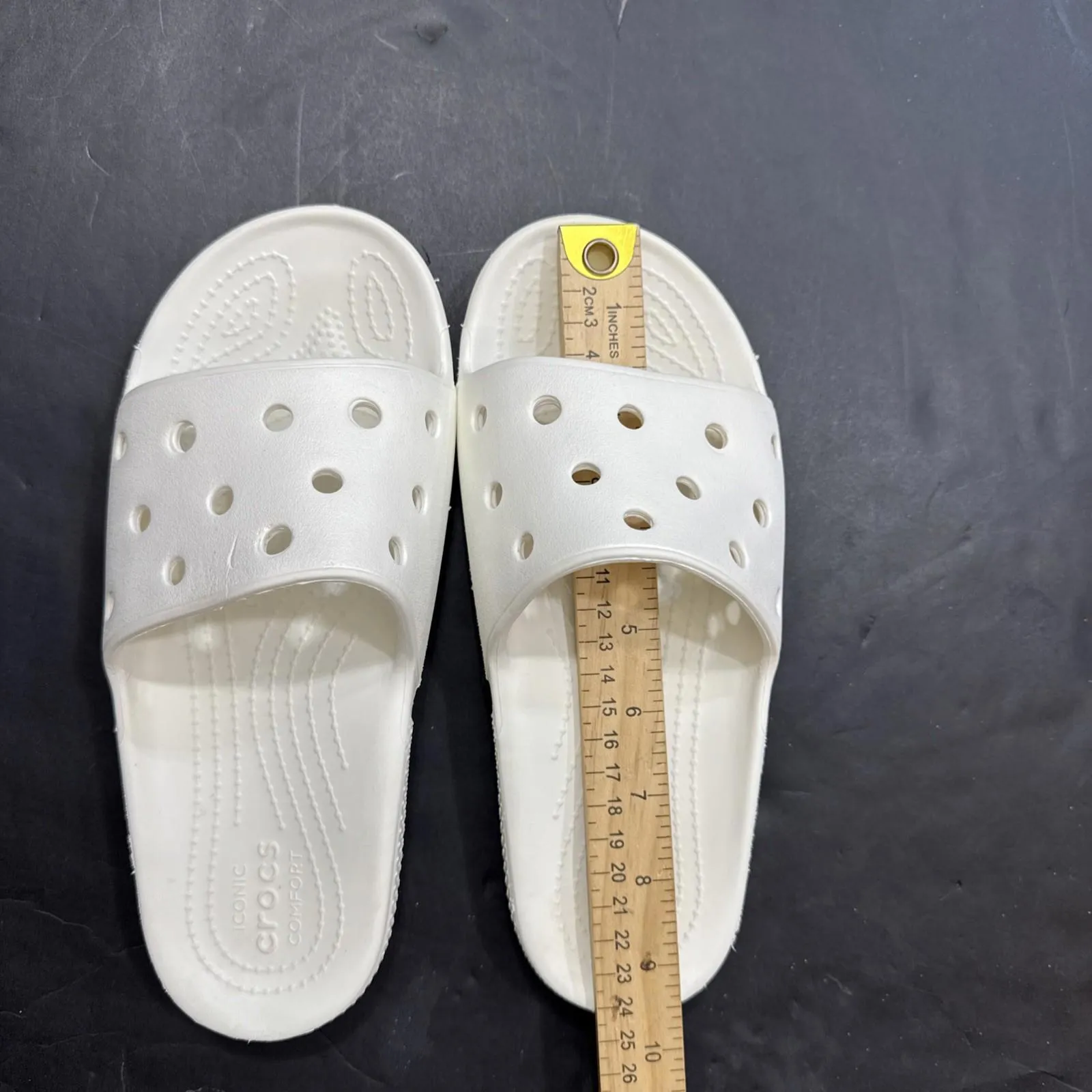 Crocs Iconic Classic Comfort Waterproof White One Strap Sandal Slides Shoe W7 M5 - Image 4