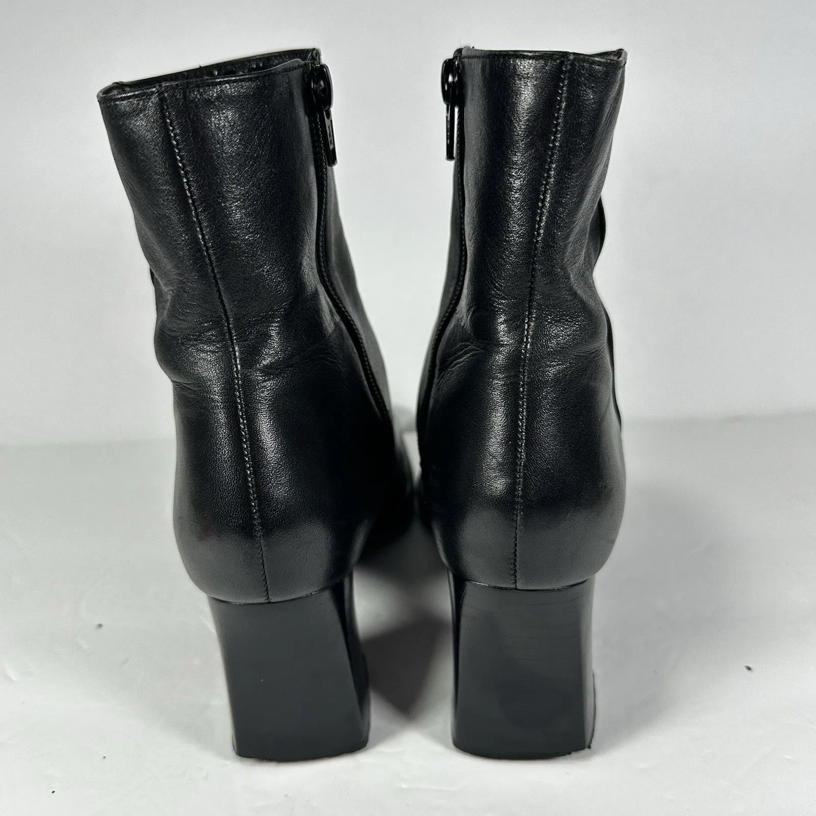 Vintage Nine West Black Leather Ankle Boots Square Toe Block Heel 90s Y2K Sz 8? - Image 3