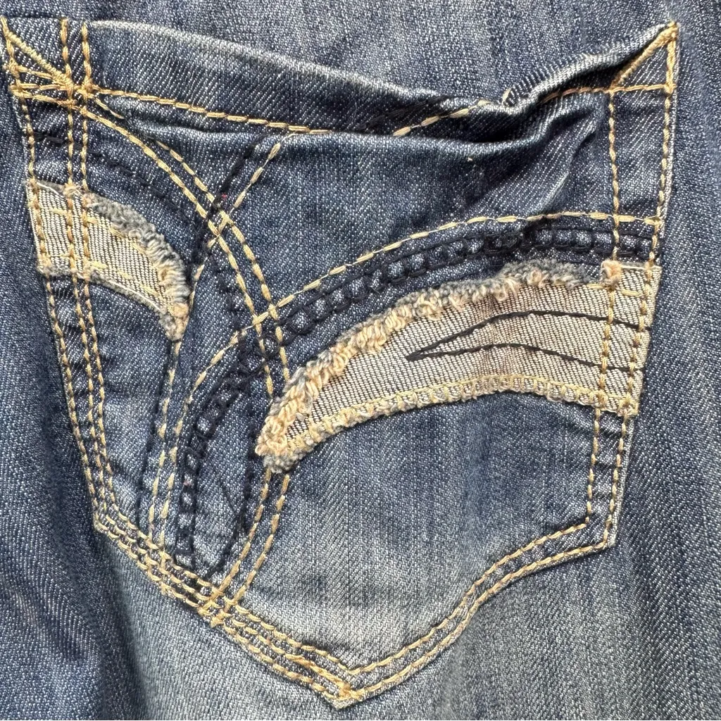 1st Kiss Root Bootcut Embellished Jeans Distressed Thrashed Low Rise Medium Wash - Image 4