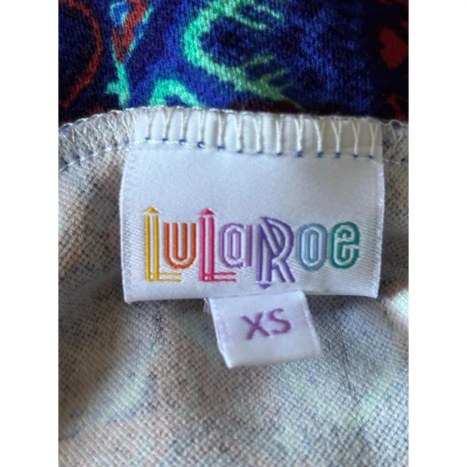 LuLaRoe Cassie Pencil Skirt‎ - XS - Blue Burgundy Geometric - Image 5