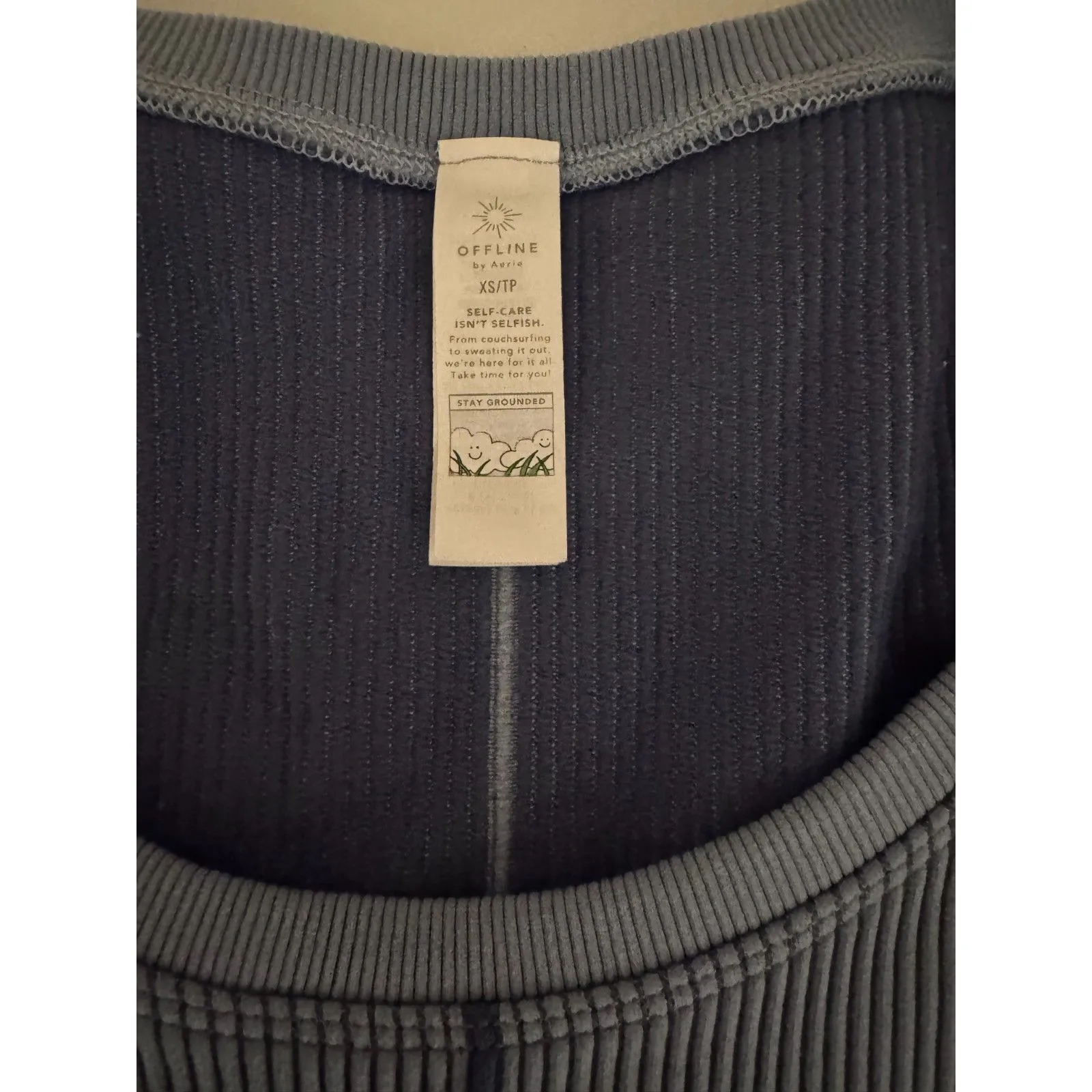 Offline by Aerie Seamless Scoopneck Ribbed Blue Crop Top Size XS EUC - Image 3