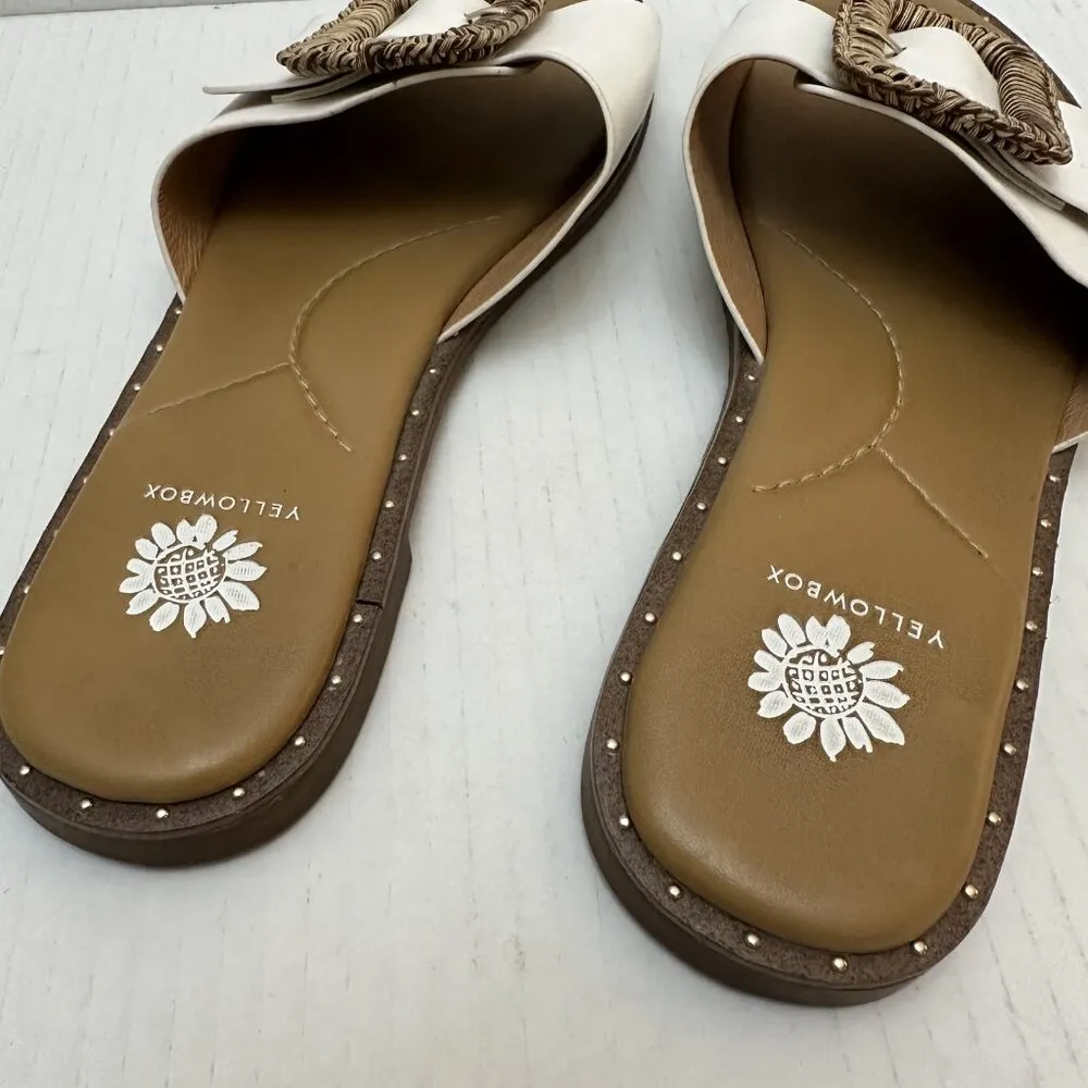 Yellow Box Wilomena Shoes Womens Size 8.5 White Slide Sandals Buckle Stud Detail - Image 6