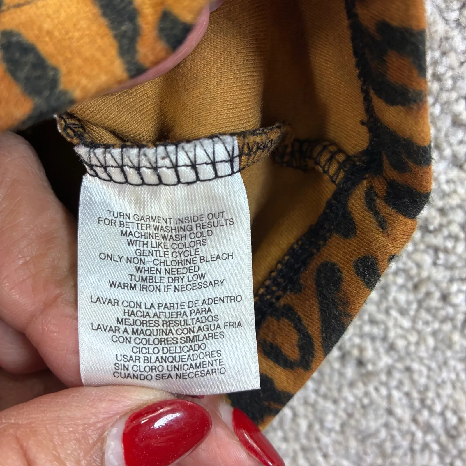 JONES NEW YORK SIGNATURE Womens XL Animal Print Long Sleeve Top Shirt Cotton Brown - Image 9