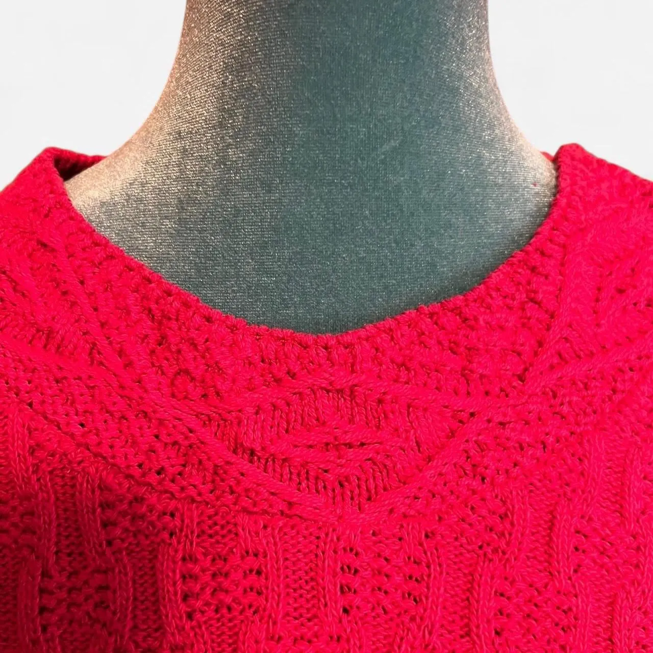 Vibrant Vintage Sasson Hot Pink Cable Knit Sweater 100% Cotton Size Small Women - Image 5