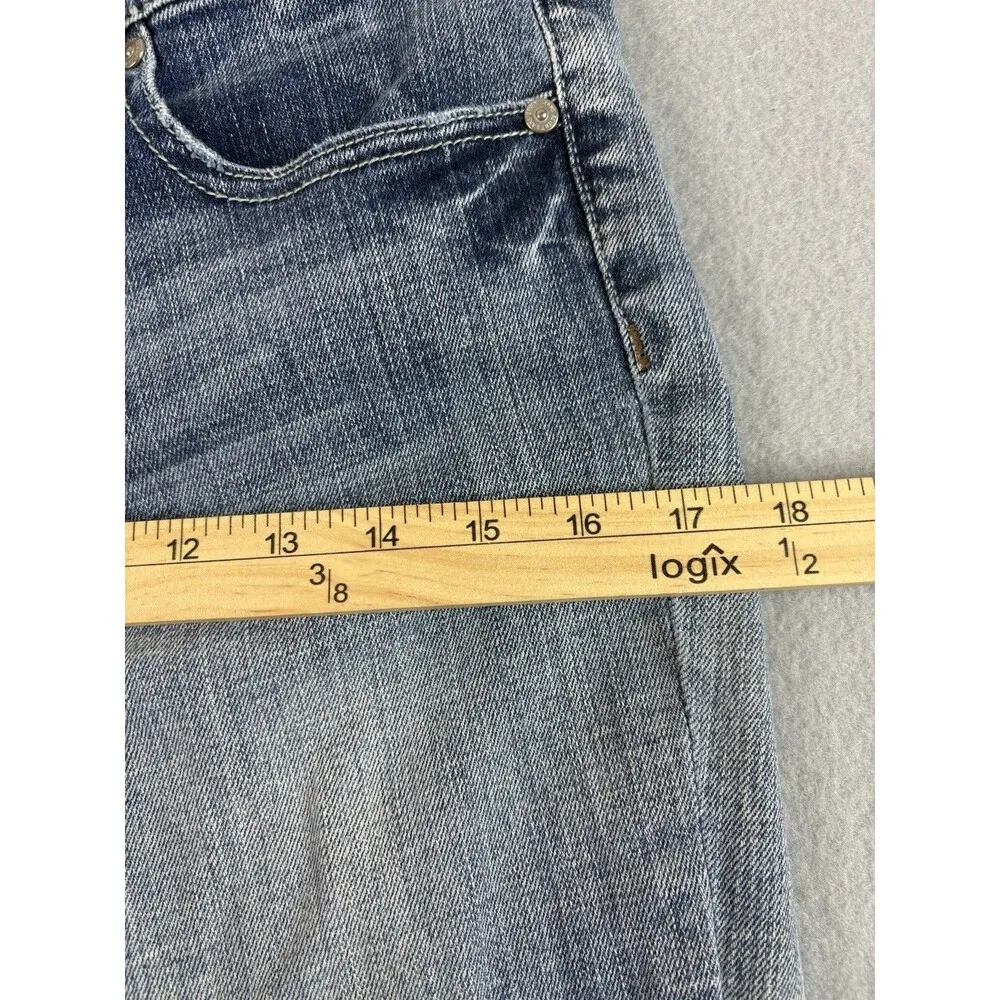 Seven 7 Jeans Womens 30x30 Blue Bling Pockets Straight Distressed Tag 4 - Image 6