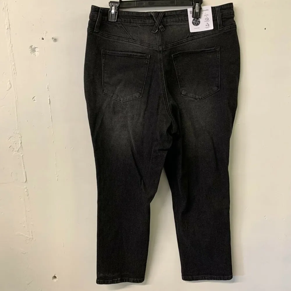 Bp Womens Black Wash High Waist Crop Straight Leg Jeans - Image 3