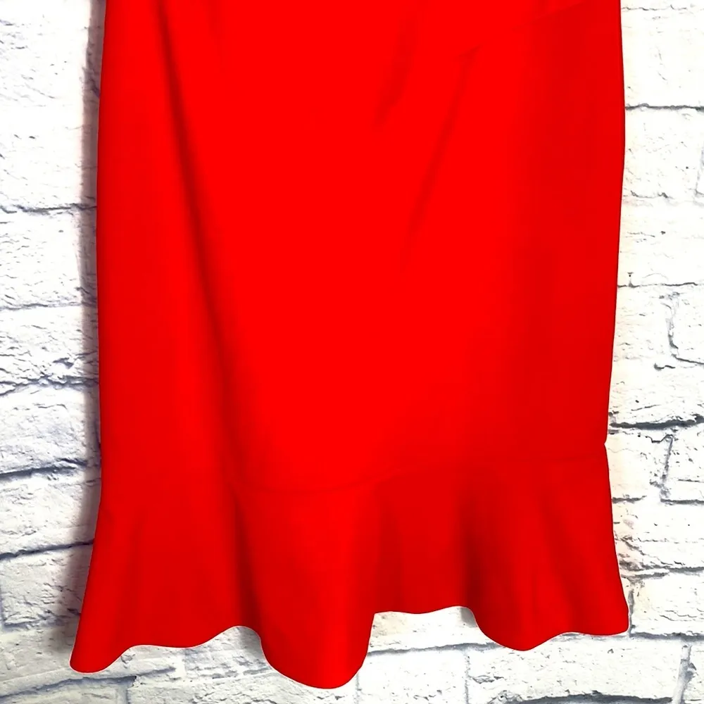 Christian Siriano tomato red sleeveless ruffle hem dress XL - Image 3