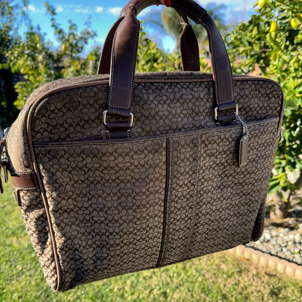 Coach Vintage #F70058 Hudson C Signature Commuter Briefcase Brown Tan Bag Unisex - Image 13