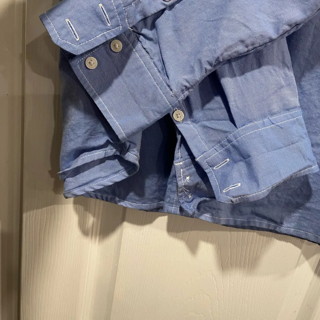 Gap Size XL Blue Contrast Stitch Cotton Button Down Collared Shirt - Image 5