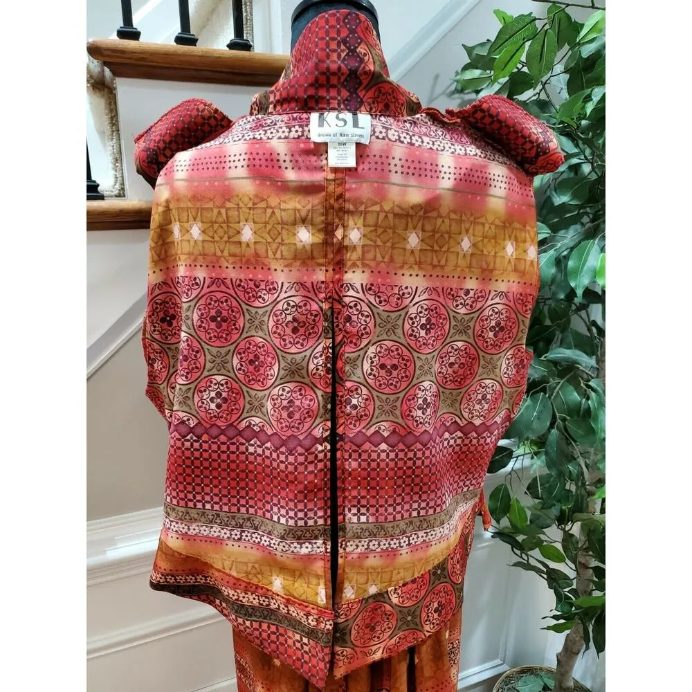 Karin Stevens Women Red 100% Polyester Jacket & Midi Dress 2 Piece Suit Size 20W - Image 10