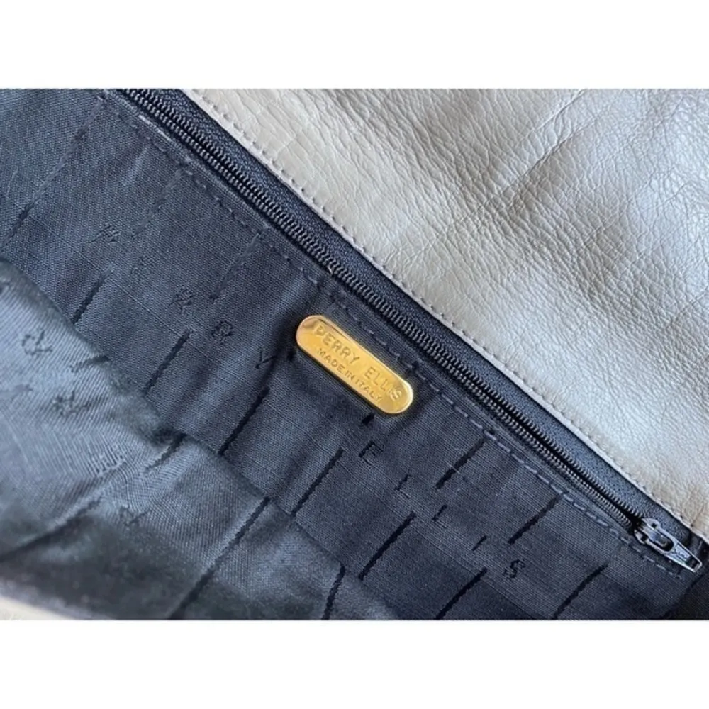 Perry Ellis • Grey Stripe Flap Handbag - Image 7