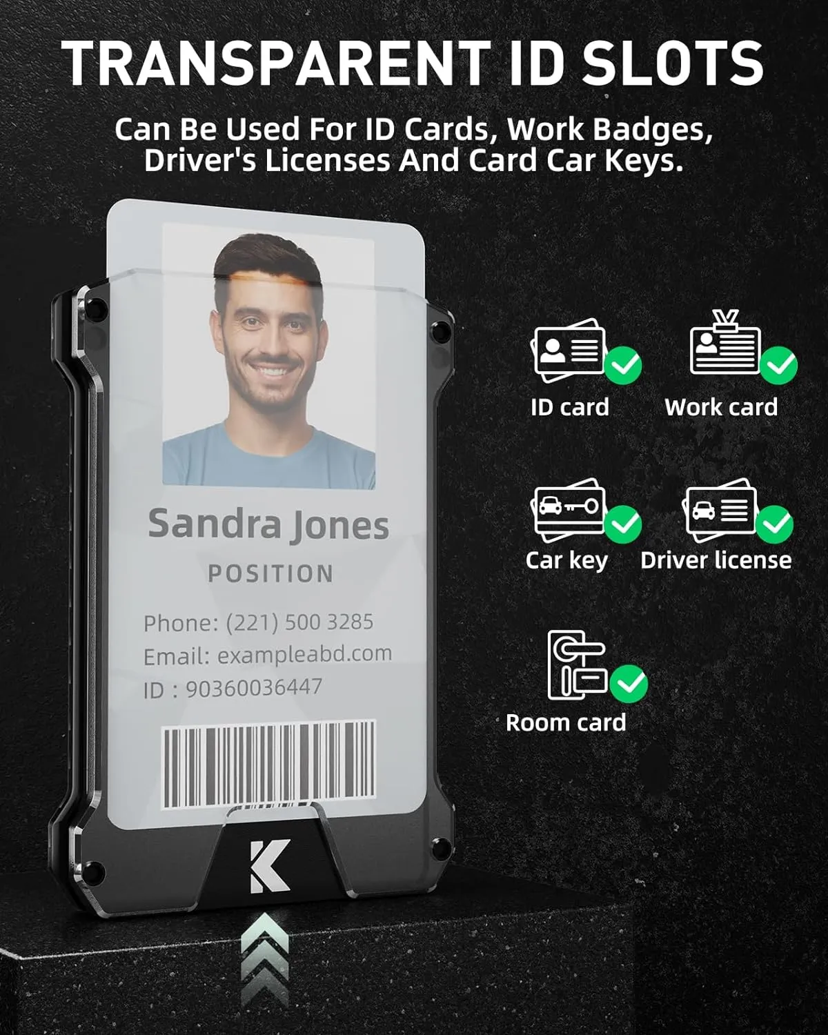  Metal Wallet for Men Minimalist Wallet with Clear ID Card Holder Slim RFID Blocking Front Pocket Carbon Fiber Wallet Money Clip Tactical Wallet Gift for Men - Image 2