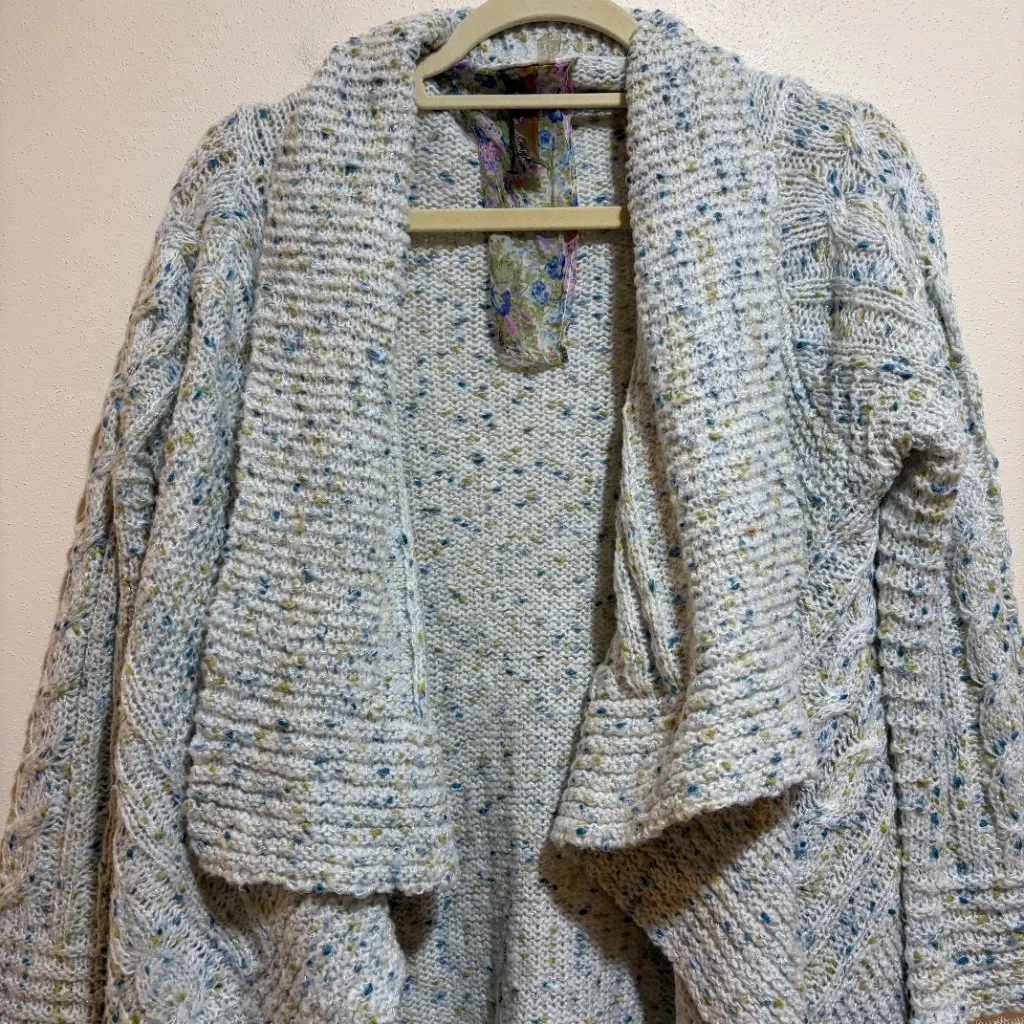 Aratta Silent Journey Fontvielle Shawl Knit Open Front Draped Cardigan Lace Green Size M - Image 6