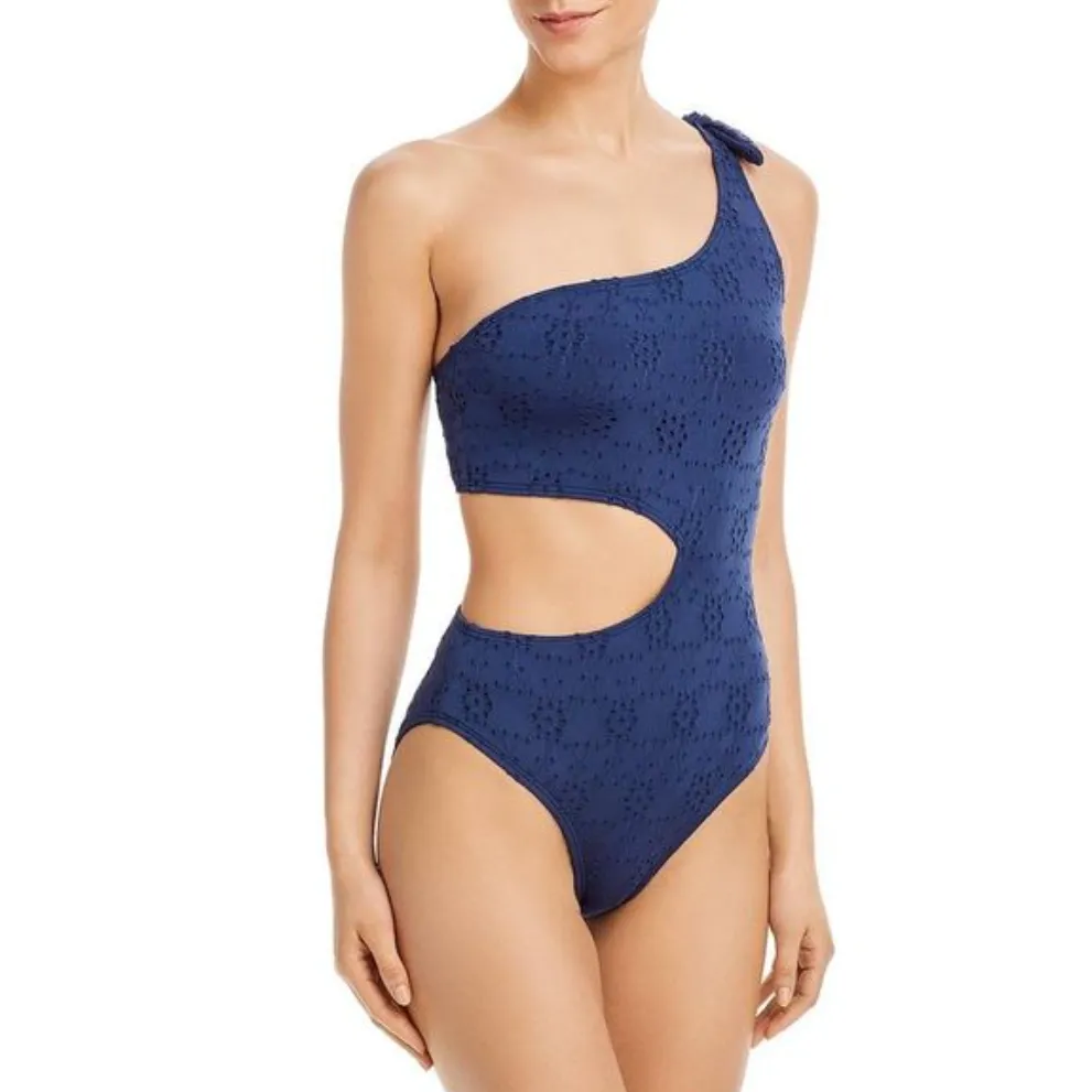 Aqua Swim Womens Navy One-Shoulder Monokini Beachwear One-Piece Swimsuit - Image 8