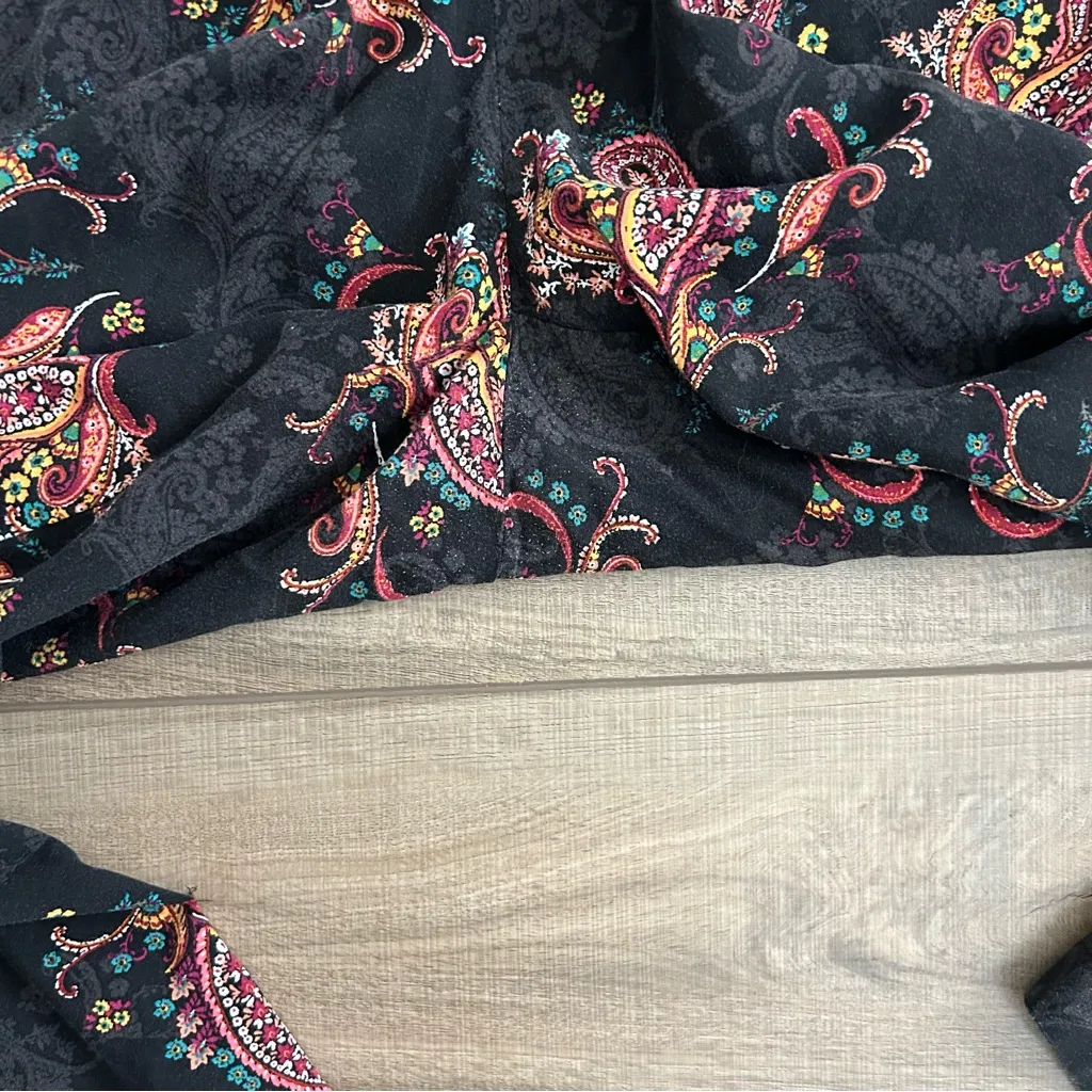 Torrid Black Floral Paisley Challis Wide Leg Pull On Palazzo Pants 2R - Image 7