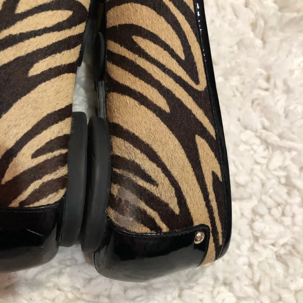 Kate Spade Zebra Tiger Print Tassel Loafers‎ Beige 8.5 - Image 7