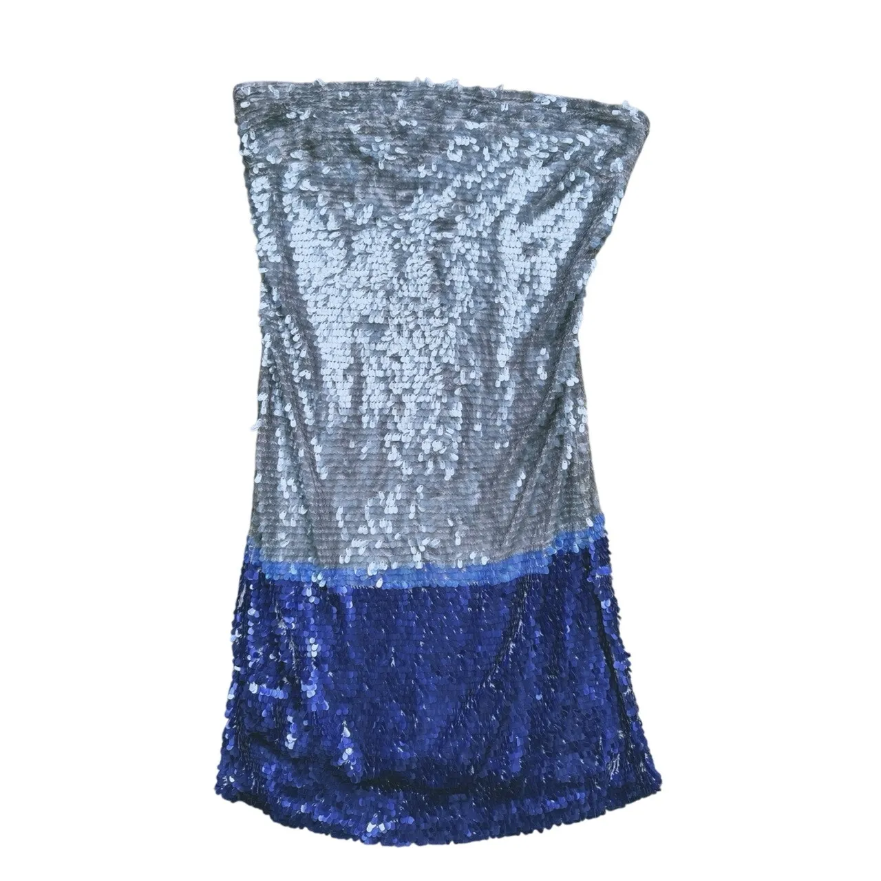 Susana Monaco NYE Strapless Sequin Mini Dress Size 4 Silver Blue Glam Showgirl - Image 3