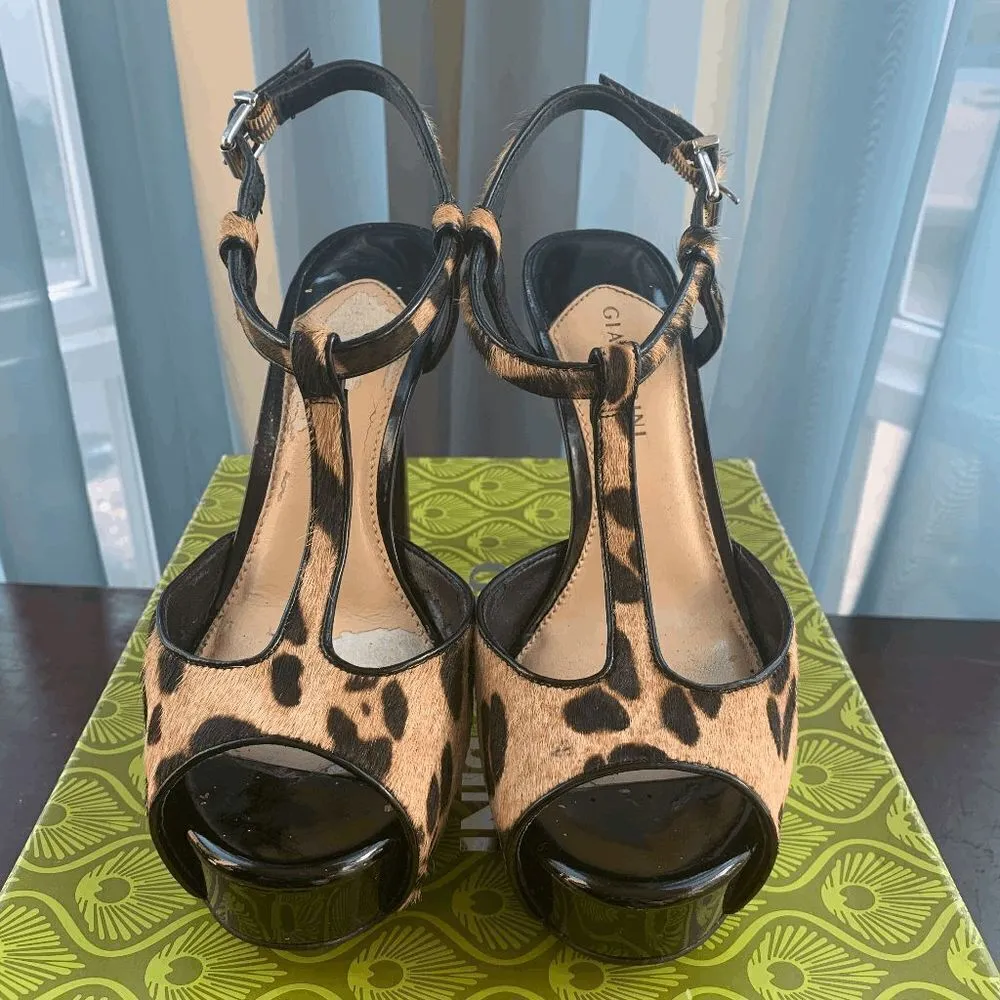 Gianni Bini Womens High Heels Slingback Animal Print Black 7.5 - Image 6