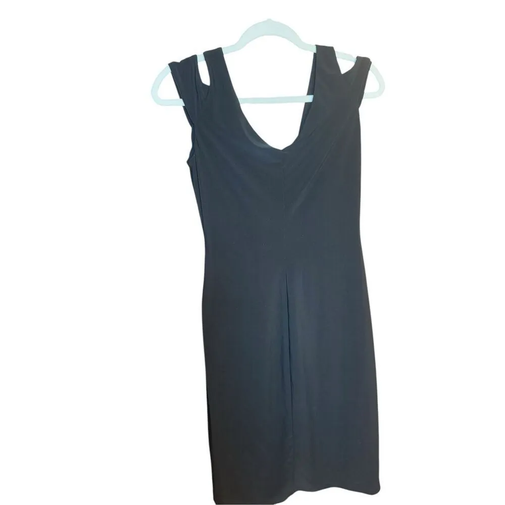 Lauren Ralph Lauren Black Faux Wrap Ruched Sleeveless Dress Sz 4 - Image 2