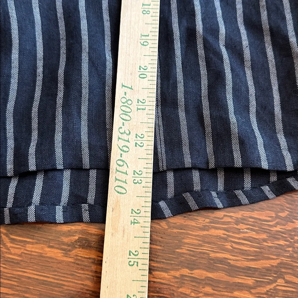 100% linen made in Italy women’s quarter length sleeve button-down striped top - Image 10