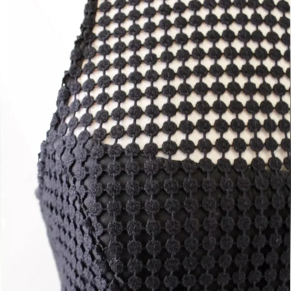 White House Black Market Black Crochet Lace Sheath Midi Dress Size 2 Cocktail - Image 7