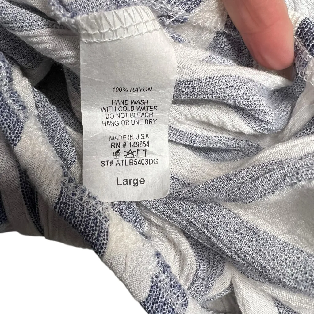 Sadie & Sage Cropped Blue White Striped Long Sleeve Women’s Blouse Size Large - Image 4