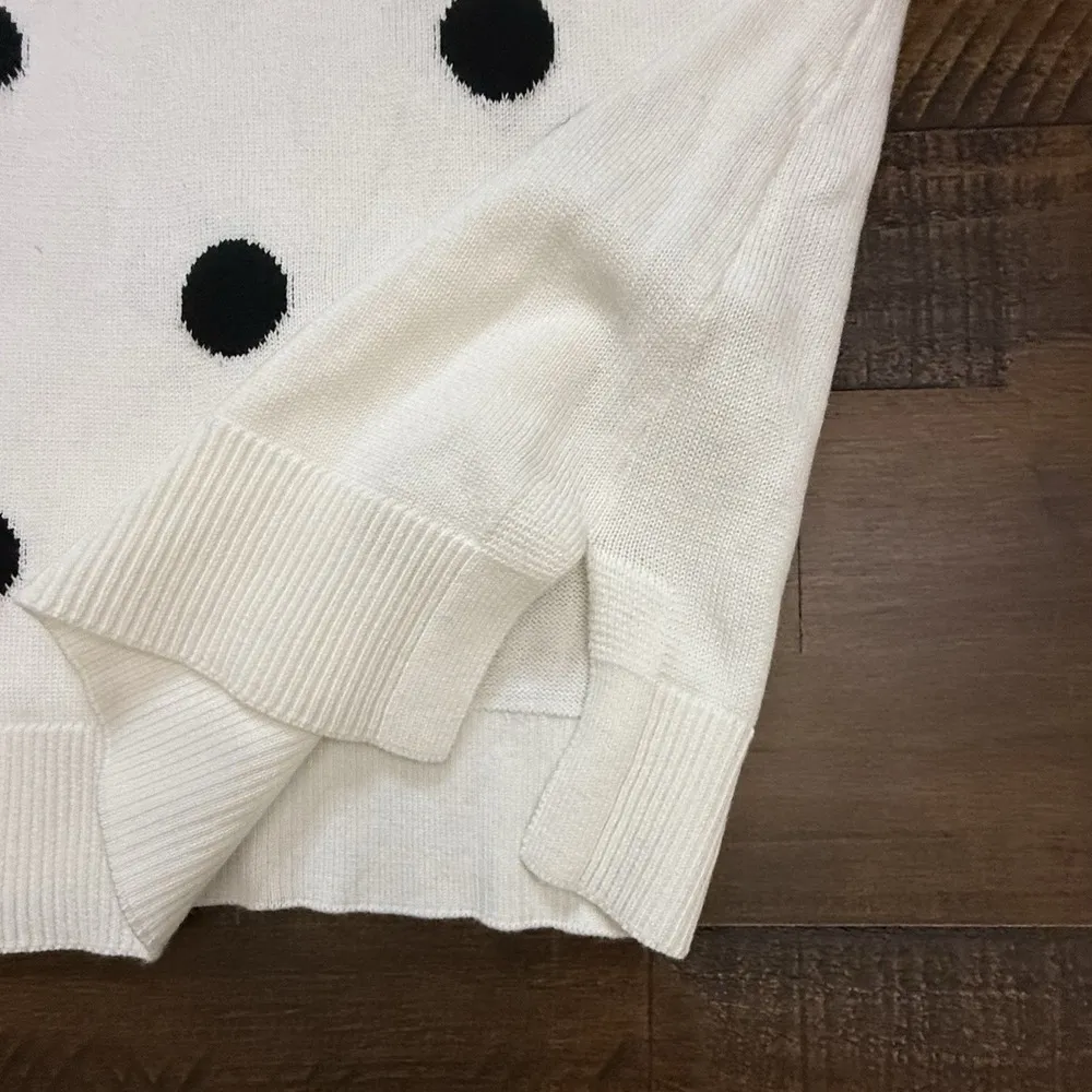 ADRIANNA PAPELL Short Sleeved Polka Dot Intarsia SWEATER Size Large L - Image 5