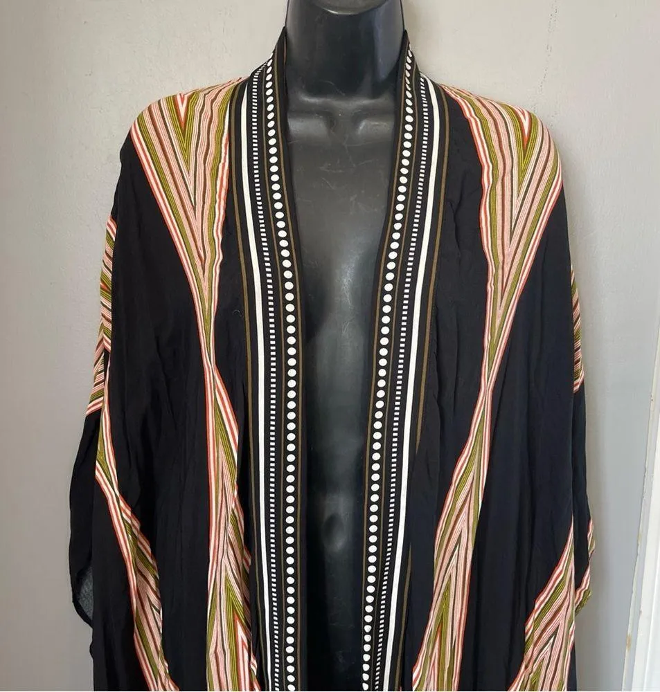 Elegant Striped Women's kimono Black Size XS - Image 2