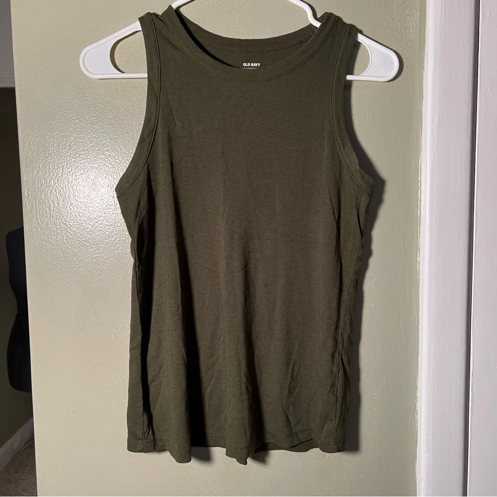 Old Navy Classic High Neck Tank Top Dark Green S - Image 2