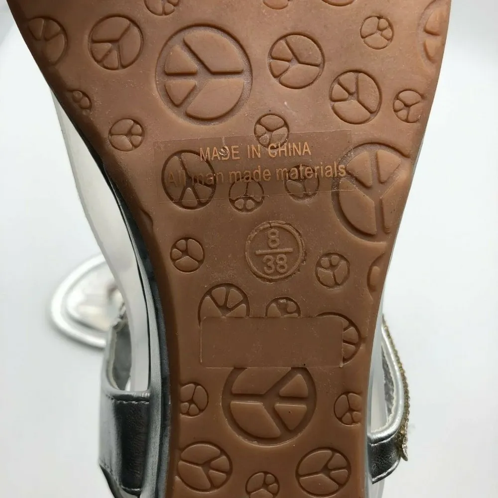 Dream Pairs Womens Sandals Strappy Rhinestones Thong Buckle Silver Size 8 - Image 5