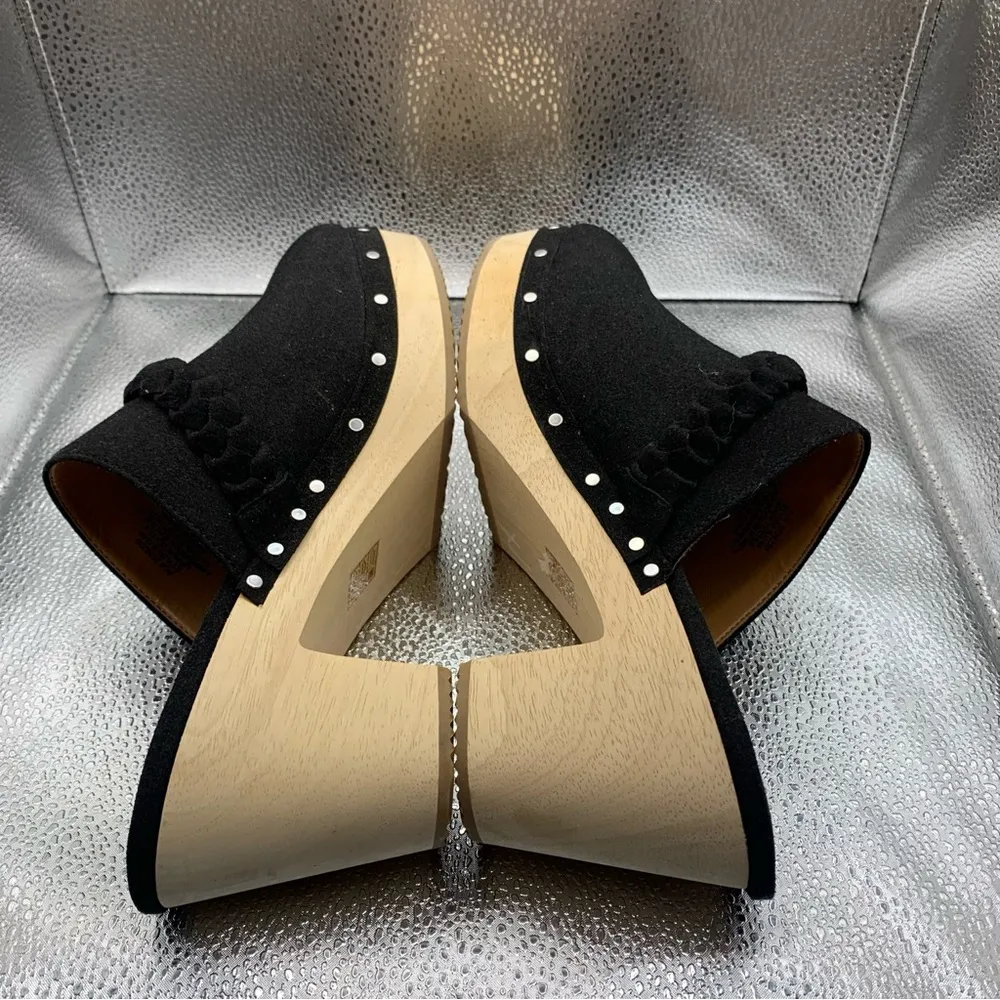 J.Crew Women's Sueded Vegan Leather Clogs Black With Silver Stud Detail 9.5 F7 - Image 8