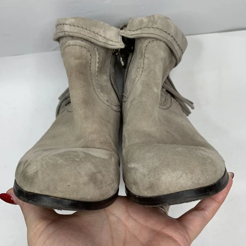 Sam Edelman Size 7.5 Louie Ankle Bootie Distressed Suede Leather Fringe Women's - Image 9