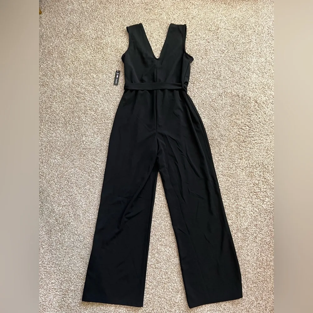 J for Justify NWT Justify Black V-Neck Jumpsuit Front Tie Size Large - Image 4
