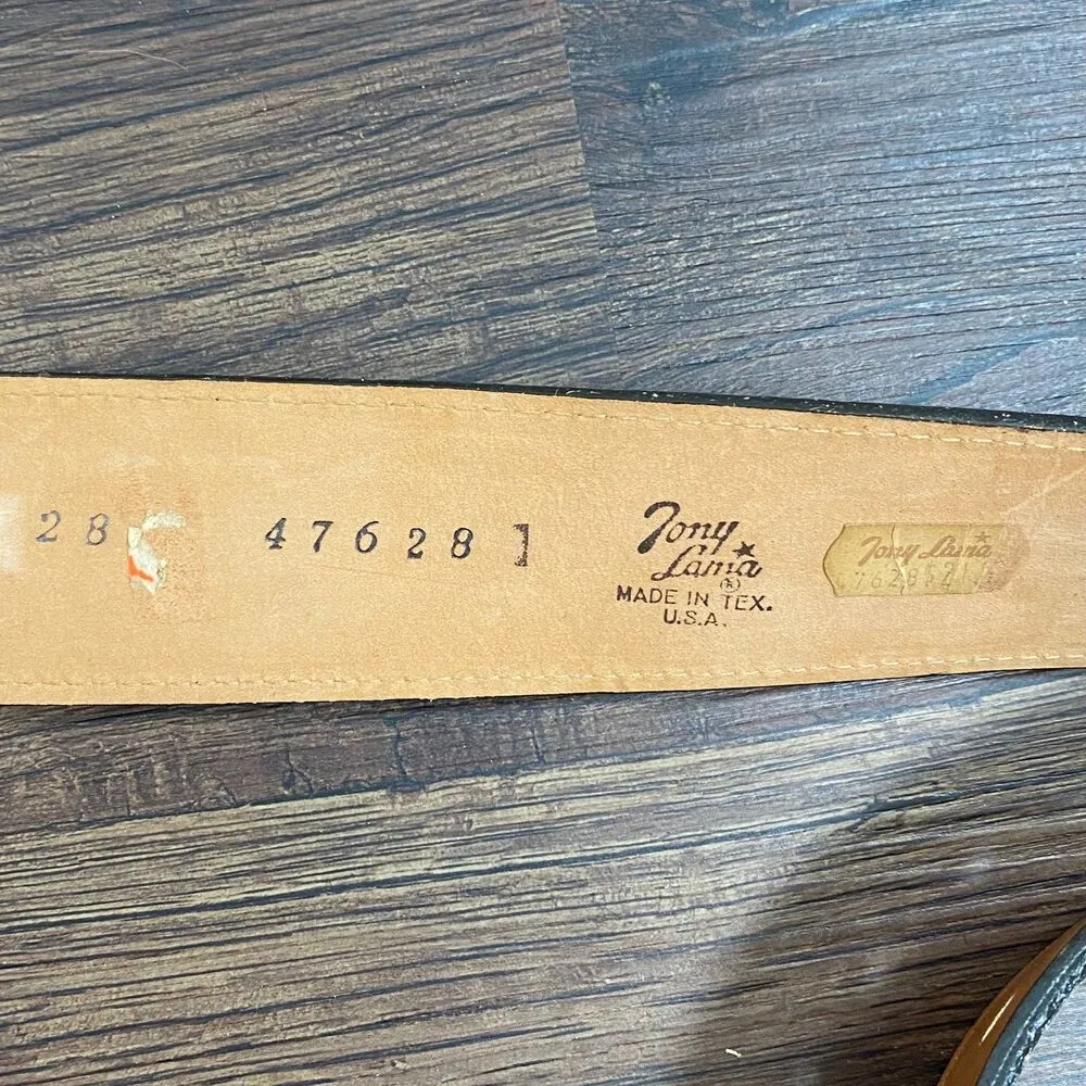 Vintage Tony Lama brown leather belt made in USA Texas - Image 6