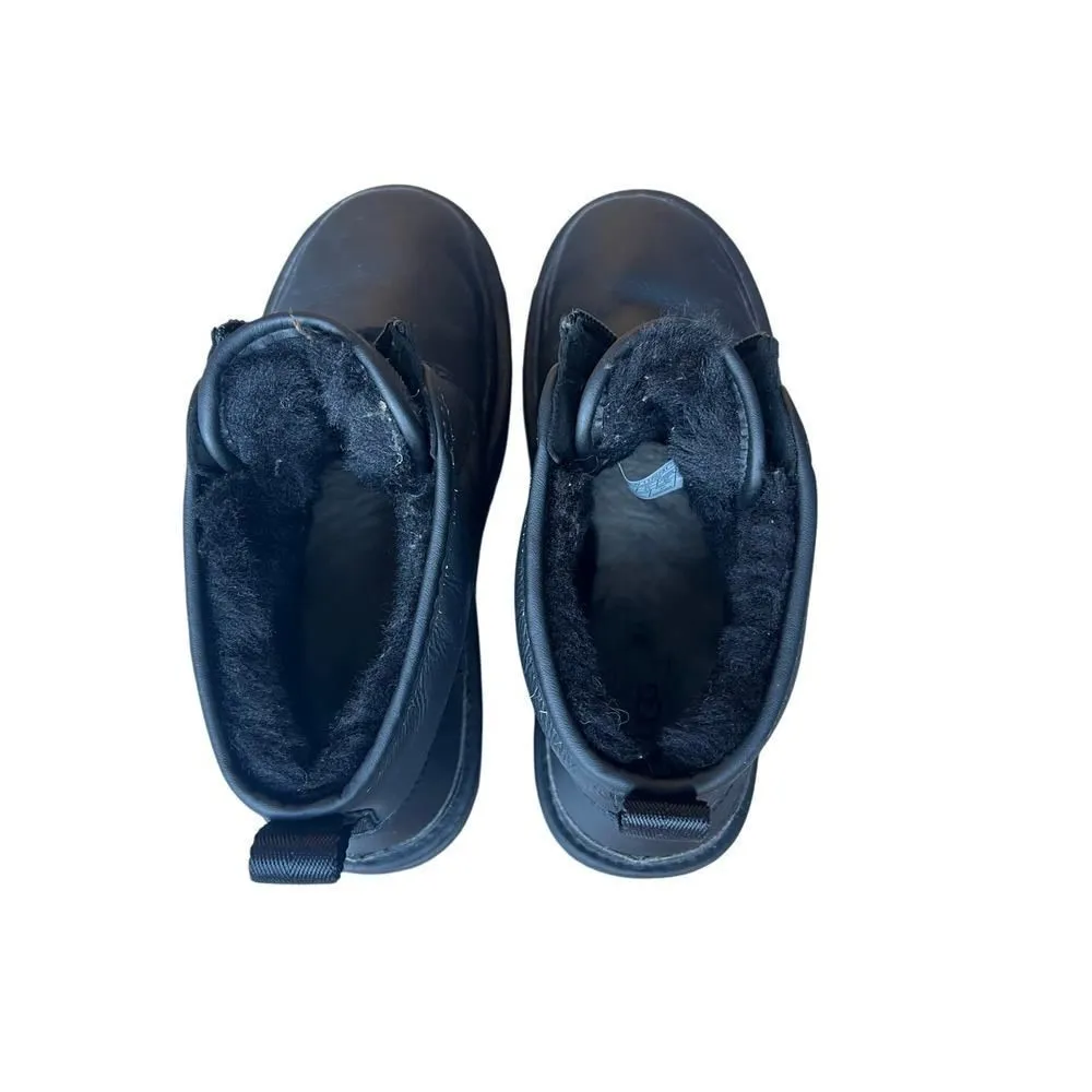 UGG ULTRA BLACK MATTE NEUMEL PLATFORM LEATHER WOOL BOOTS 10 WOMEN MSRP $225 - Image 11