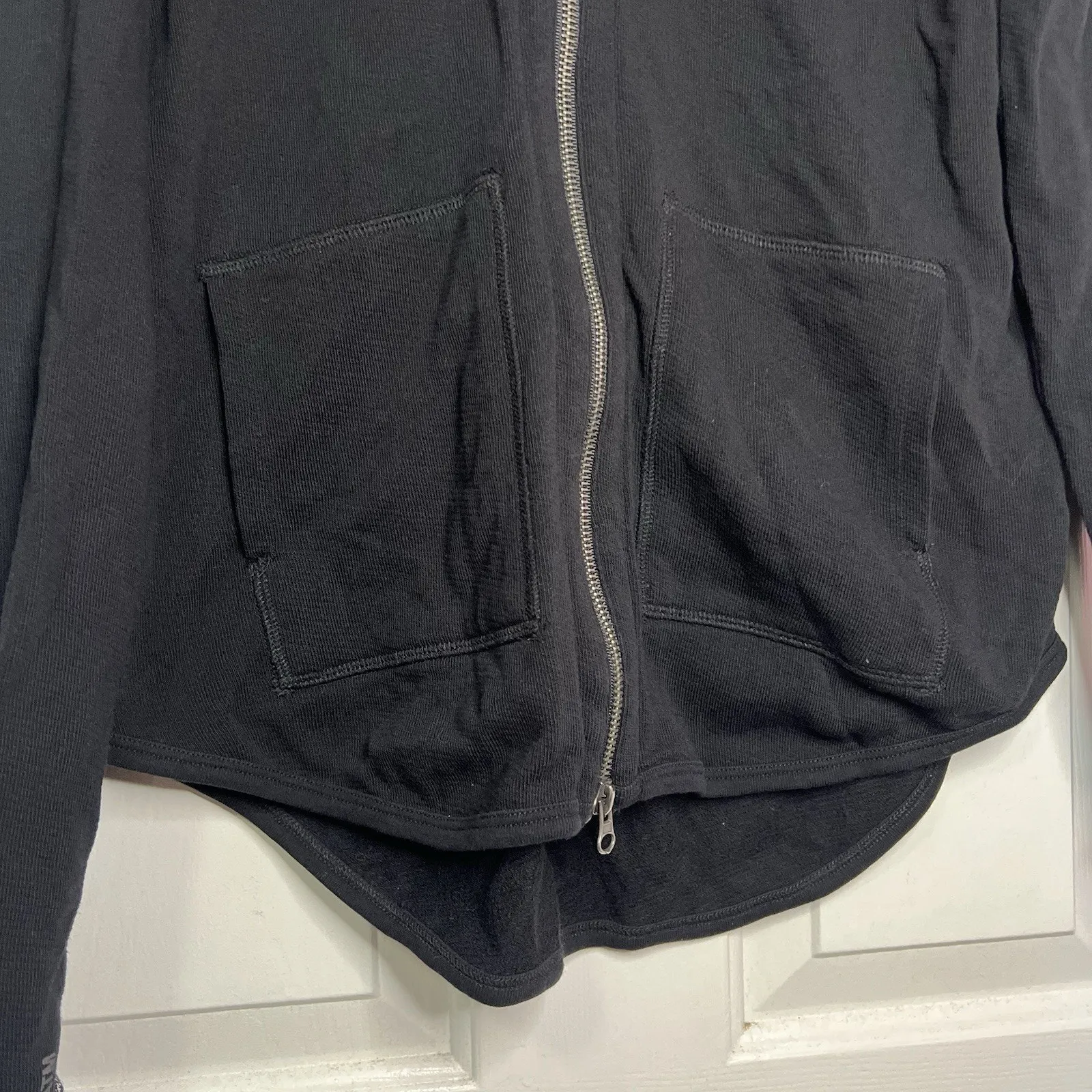 ATM Anthony Thomas Melillo Sz M Black French Terry Double Zip Up Hoodie Pockets Size M - Image 3